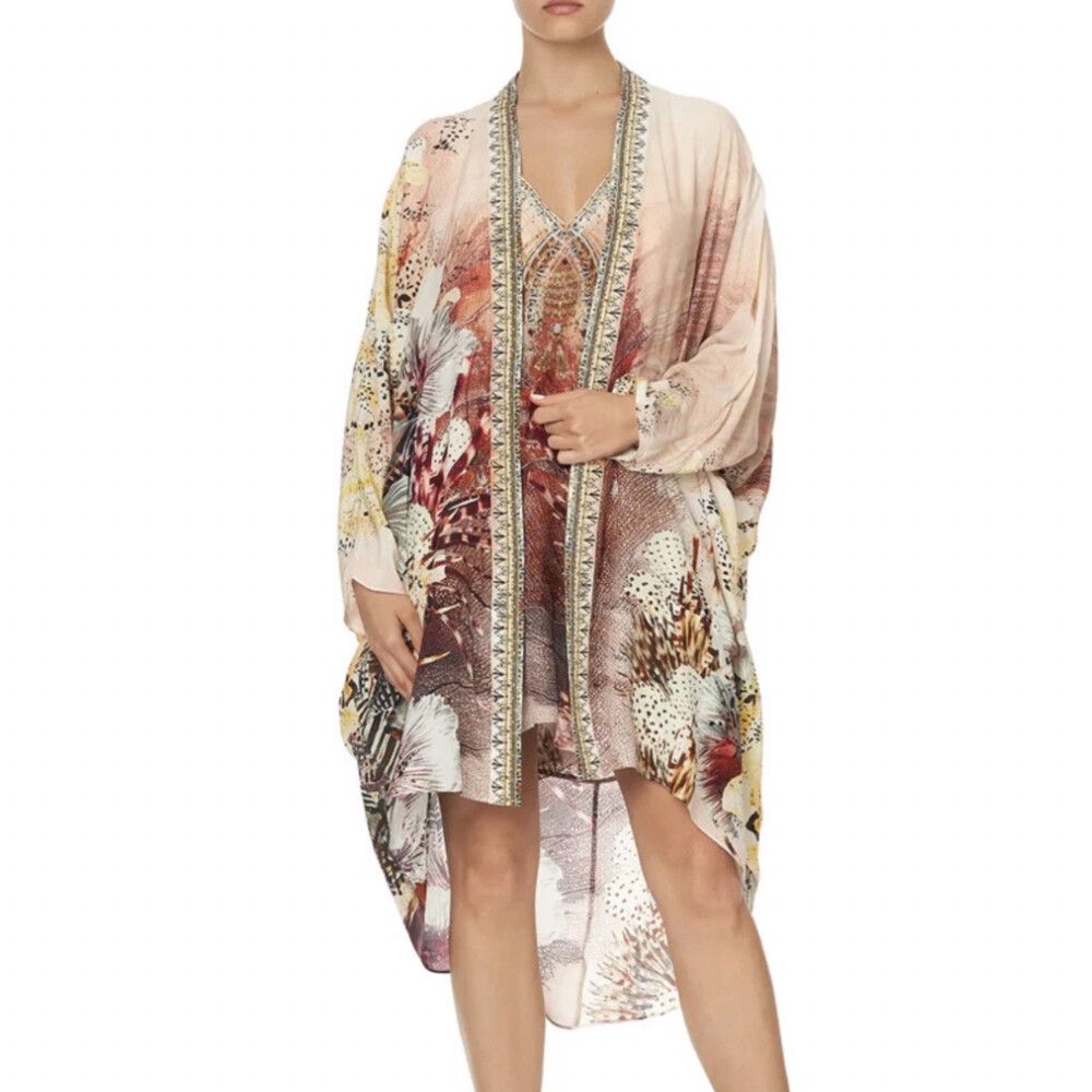 Camilla Jacket OS Free Size Silk Crystal High Low Coastal Treasure Cardigan Cape