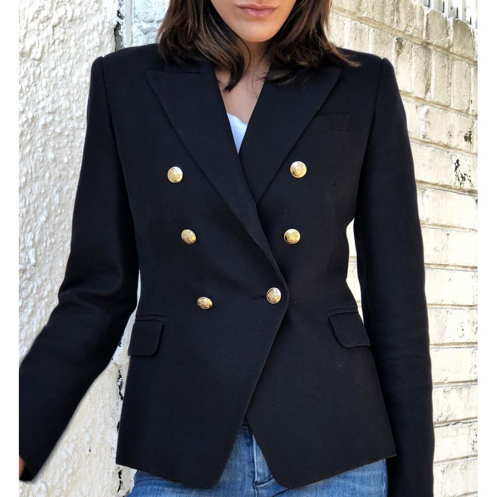 Camilla Marc Blazer Caustic Size 12 Large L Jet Black Double Breasted Jacket