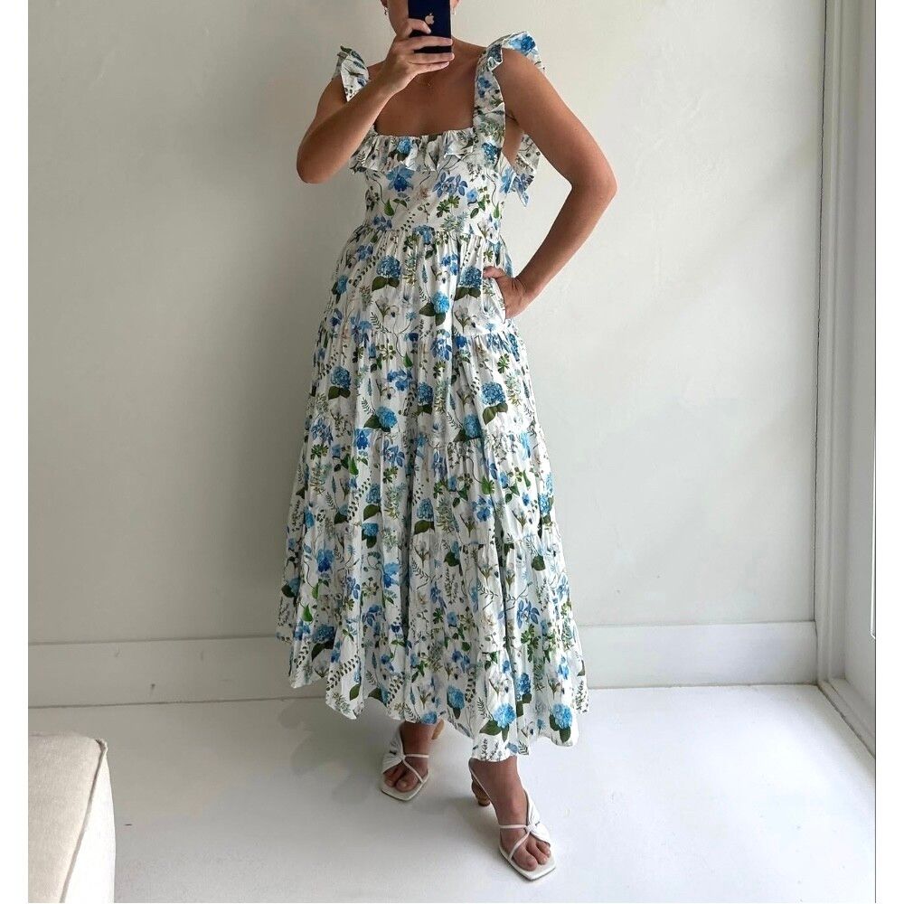 Palm Noosa Dress Size 10 Small S / US 6 Leon Blue Orchid Midi Fit & Flare Party