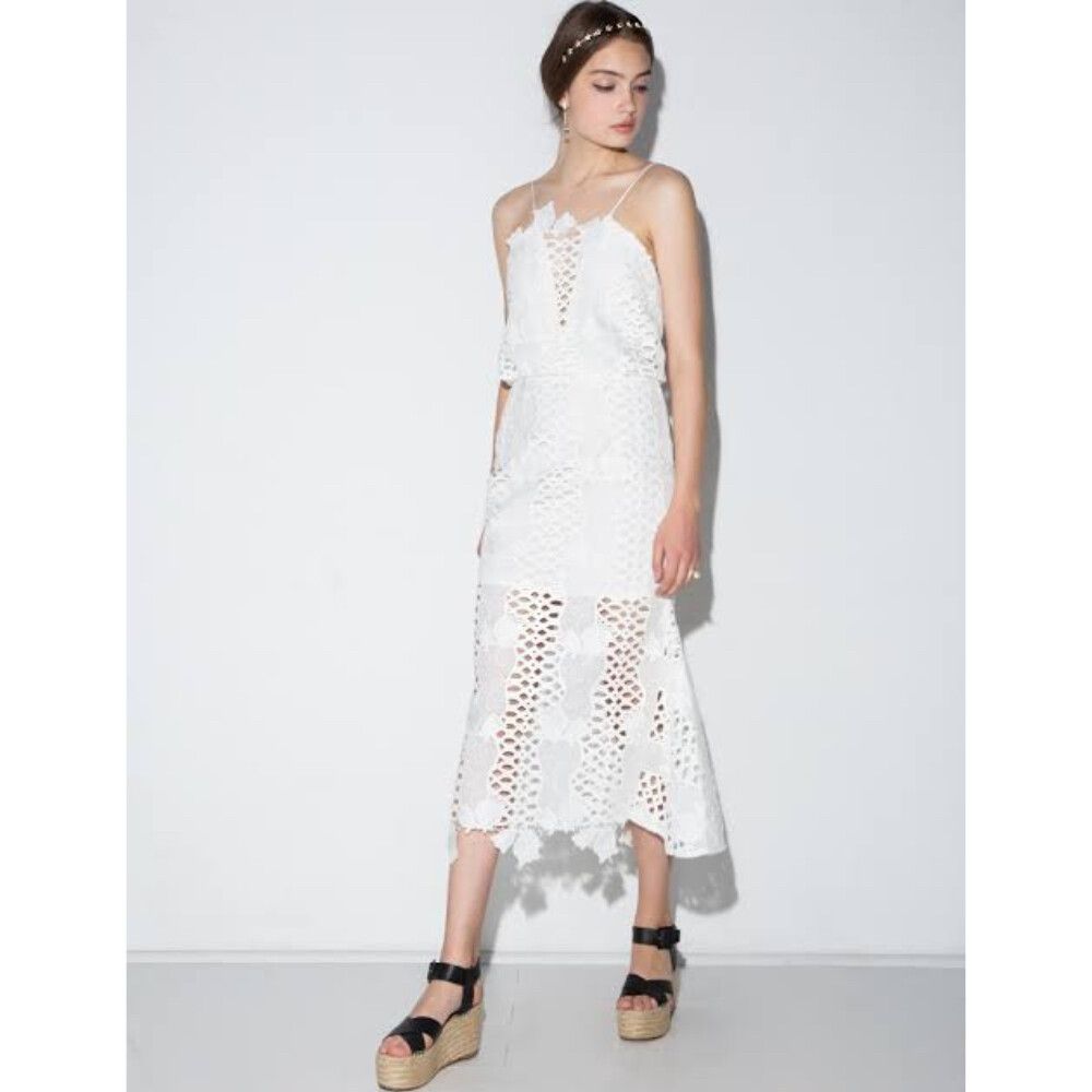 Alice McCall Dress Size 8 Small S White Lace Love Light Midi Event Party