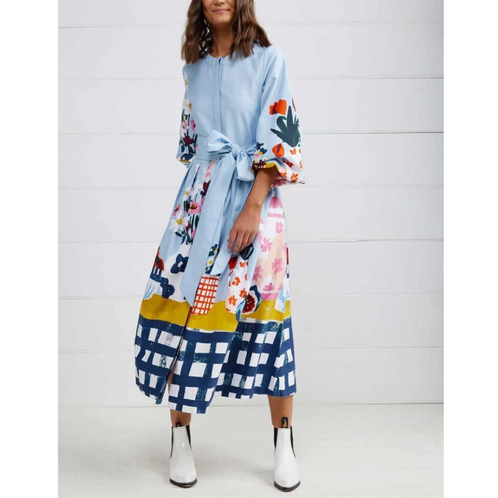 Binny Dress Size 10 S - M / US  6 GARDENERS HATS Midi Maxi Belted Pockets RARE