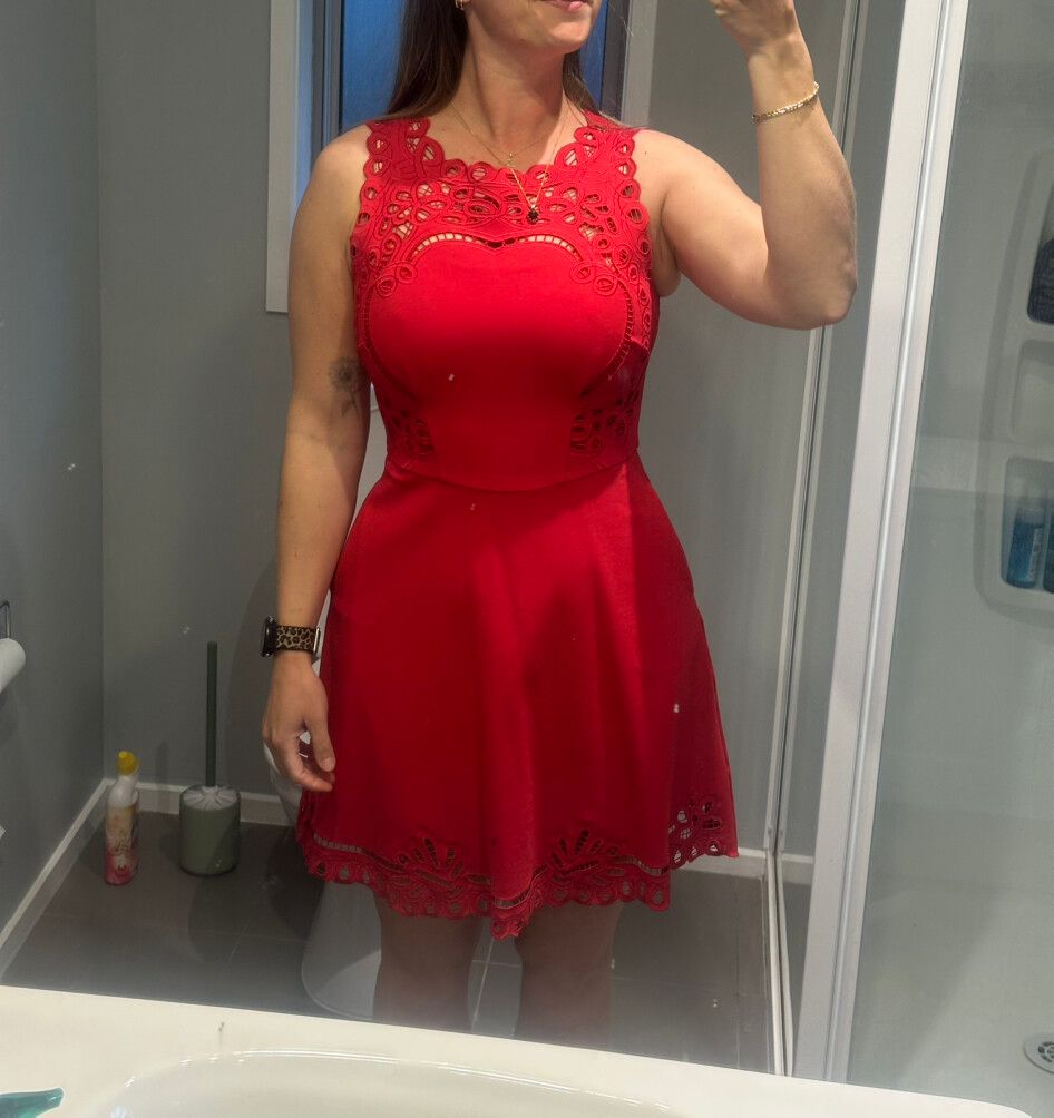 open lace back dress Off-Shoulder Empire A-Line Sweetheart Long Party Prom Dress Red / US 4