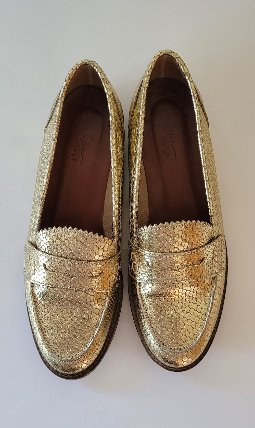 Miss Sophie leather Gold Loafers