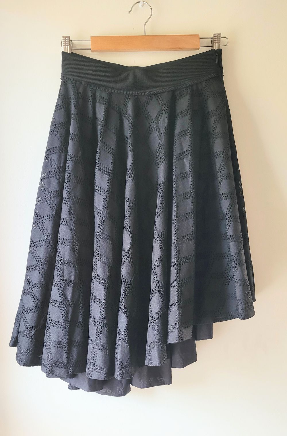 Sandro Windowpane Smocked Midi Skirt