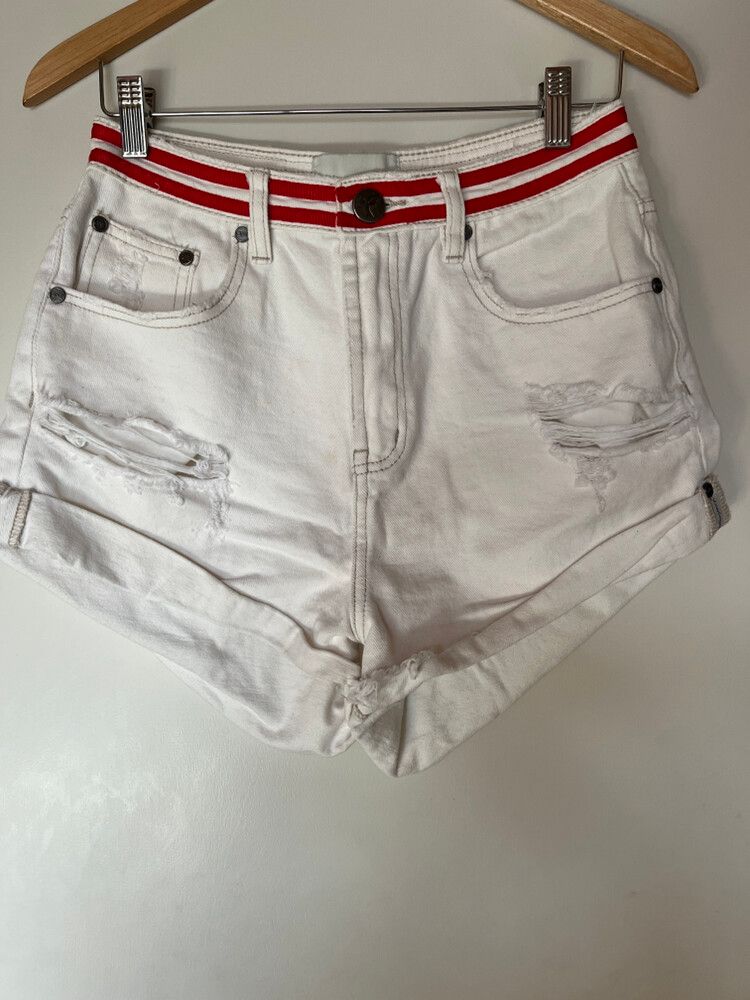 OneTeaspoon White High Waist Bandits Shorts