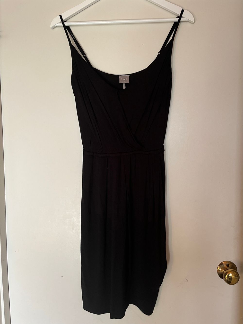 Bobi Black Spaghetti Strap Midi Dress