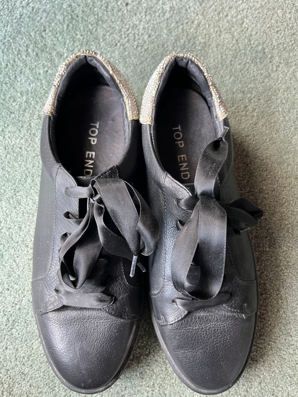 Top End Plona Black Leather Sneakers