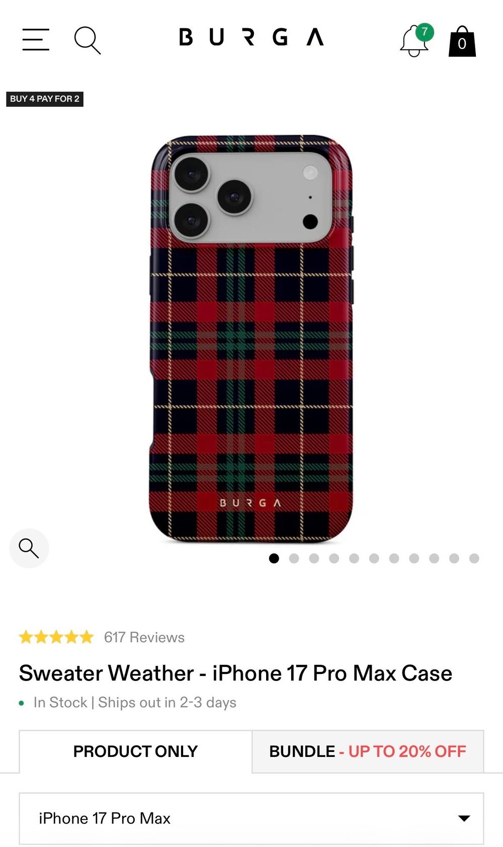 Burga Red Plaid iPhone 17 Pro Max Case