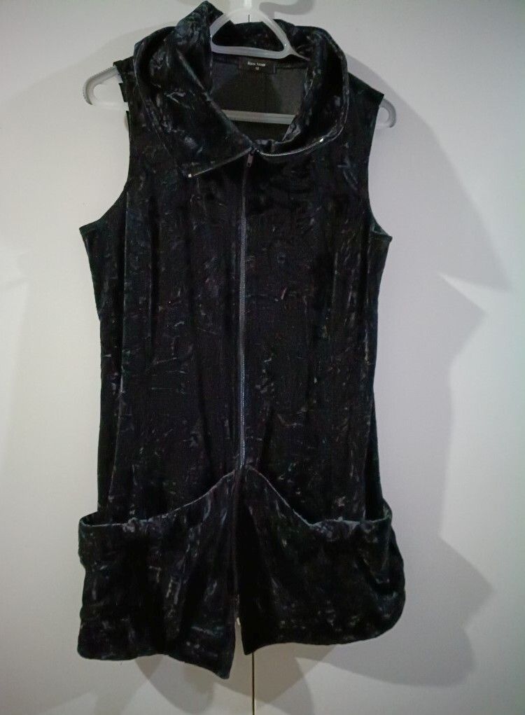 Lisa Law Crushed Velvet Longline Vest - Zip Front Size 14