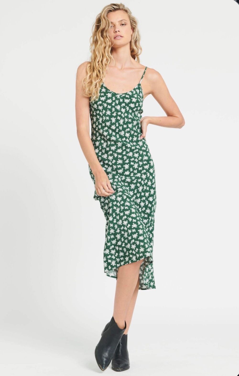Rolla's Green Floral Midi Dress