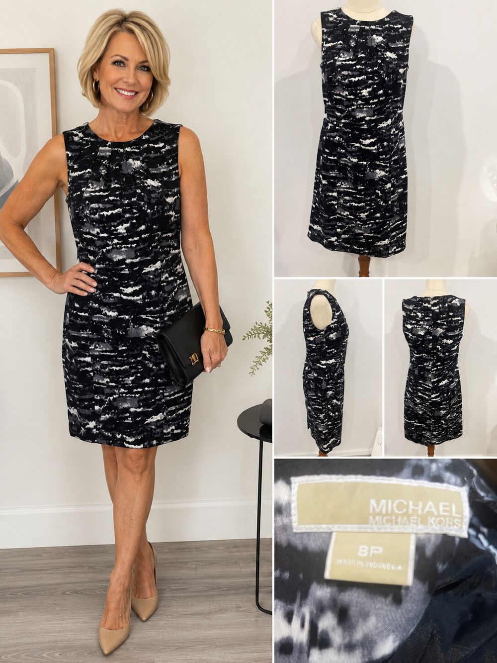 Michael Michael Kors Black and White Printed Dress