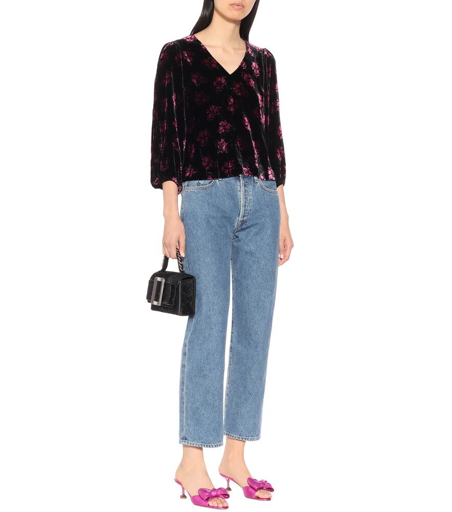 RIXO London Velvet Silk Blouse Small