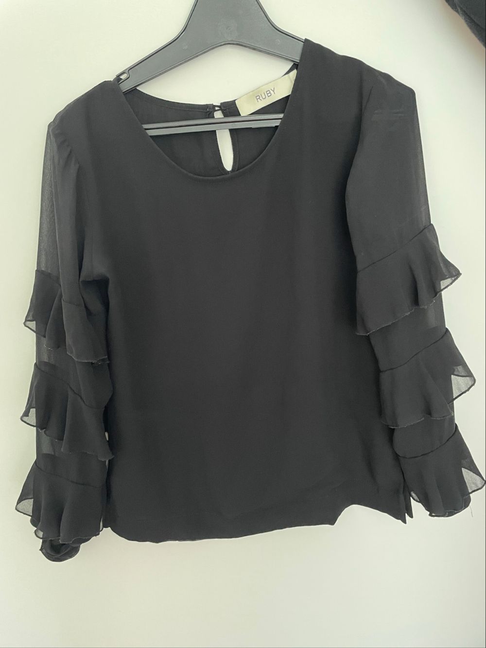 RUBY Black Ruffle Sleeve Blouse