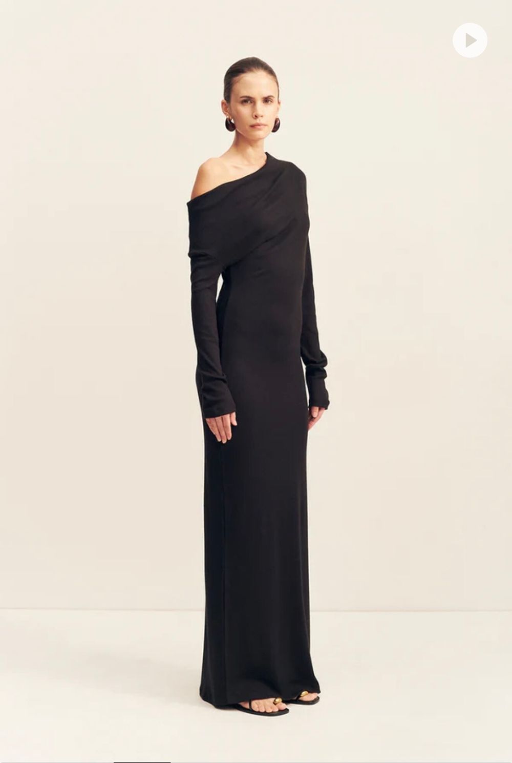 Shona Joy Aby Draped Asymmetrical Long Sleeve Maxi Dress