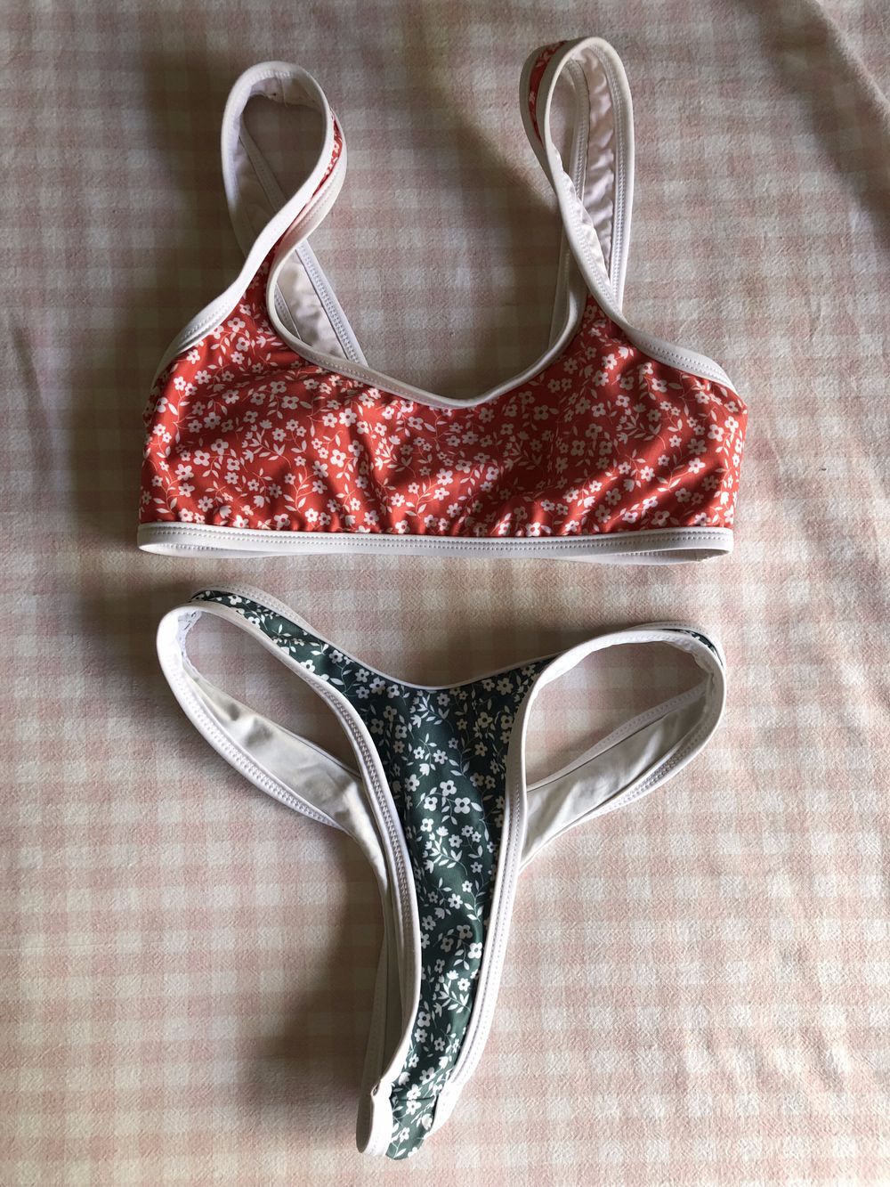 Annake Green and Orange Floral Bikini Set + Free Extra Bakini Top