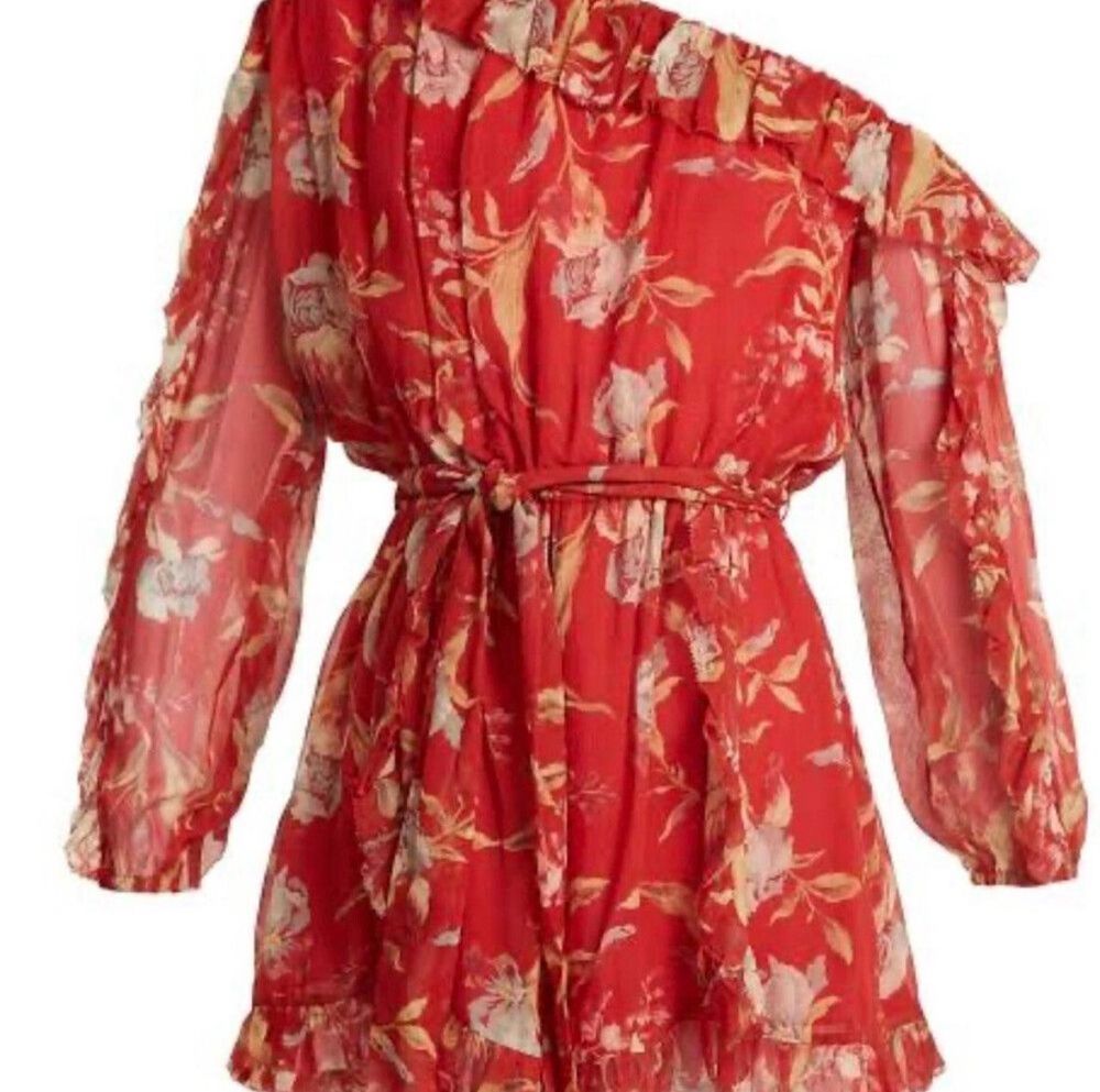 Zimmerman Red Floral Print Playsuit