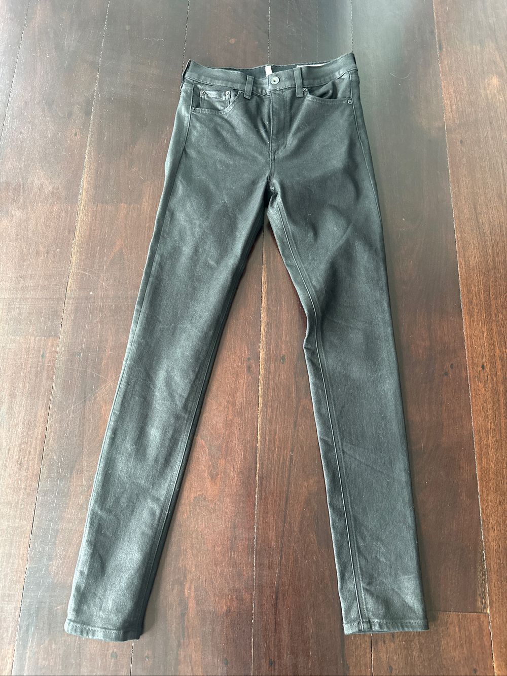 High Rise Skinny Rag &bone Jeans Shiny Black