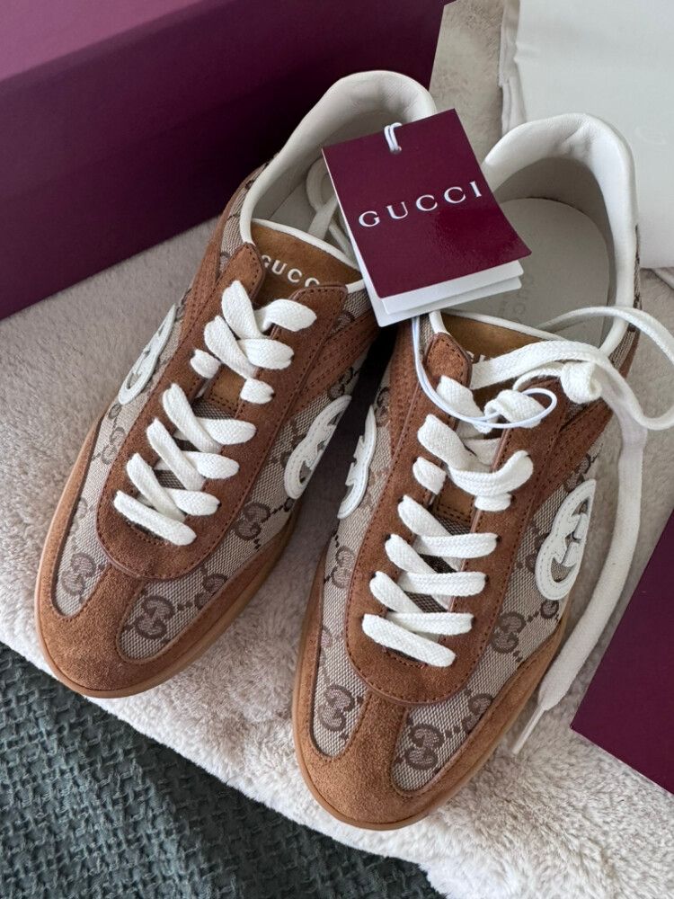 NEW SEASON GUCCI Interlocking GG Canvas suede sneakers
