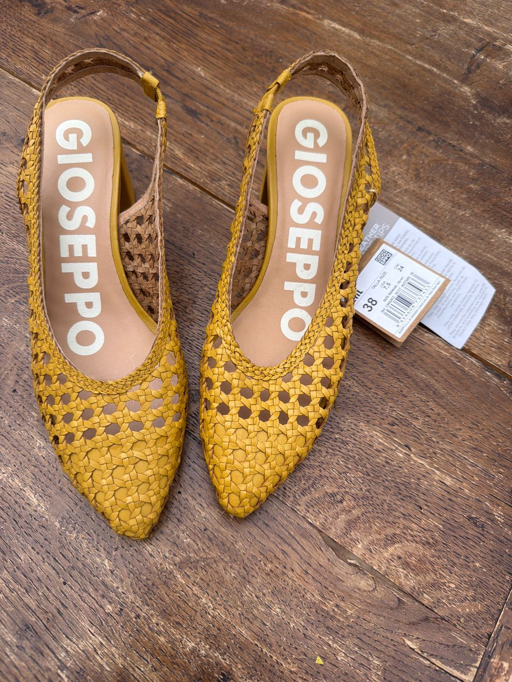 Gioseppo Yellow Woven Heels Size 38