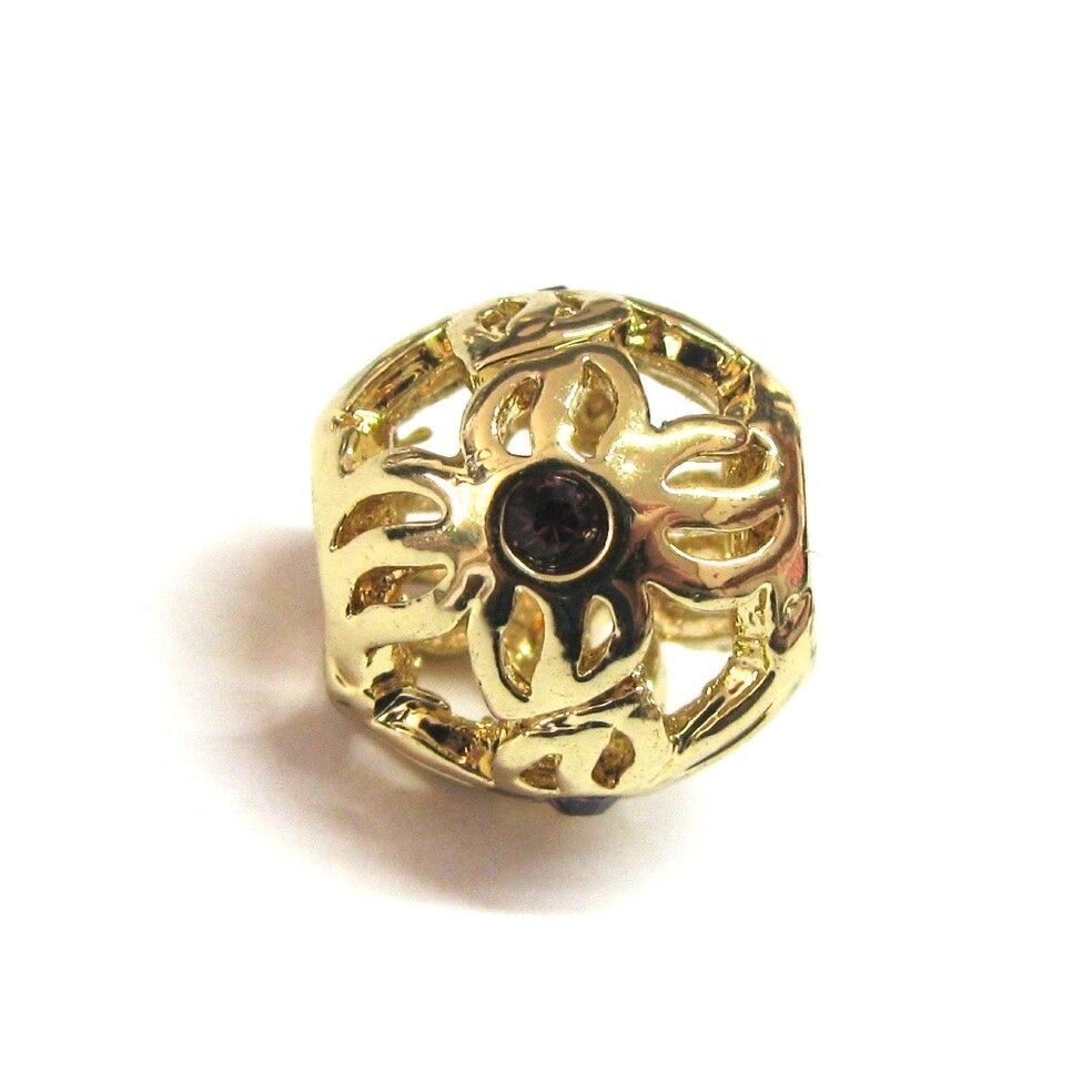Gold Floral & Amethyst Charm