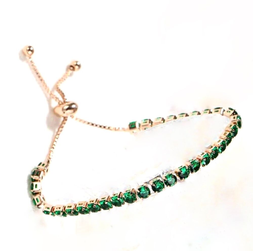 18k Gold & Emerald Green Tennis Bracelet
