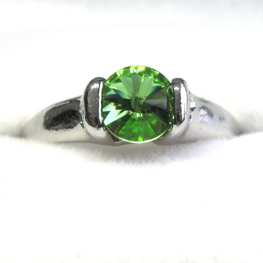 Sterling Silver Tension Set Green Zirconia Ring