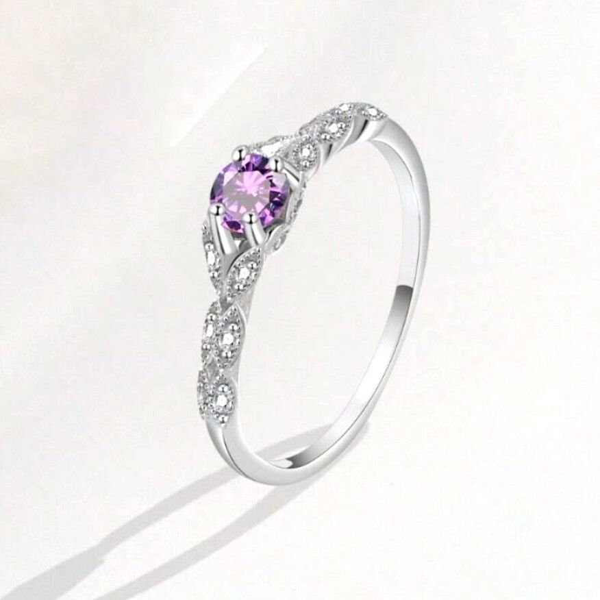 Silver Amethyst Ring - size 8