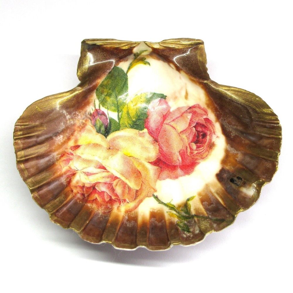 Roses Scallop Shell Trinket Dish
