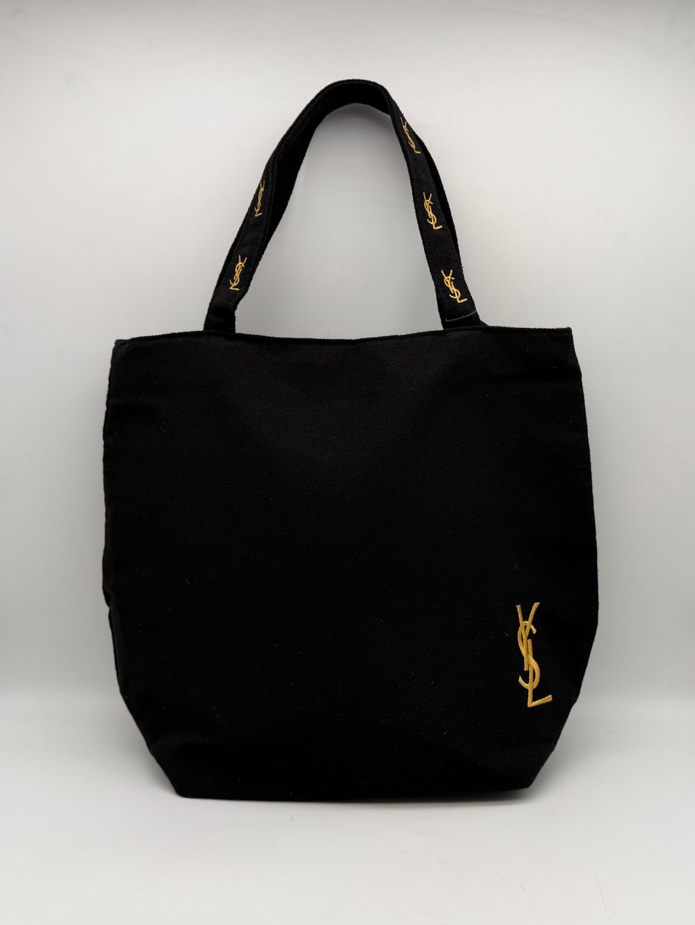 Yves Saint Laurent Parfums Black Canvas Tote Bag