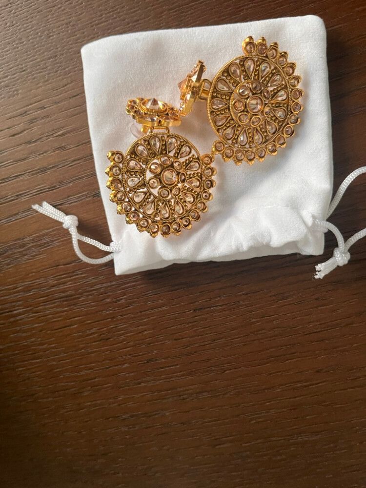 Stunning Gold Detail Kundan Statement Earrings