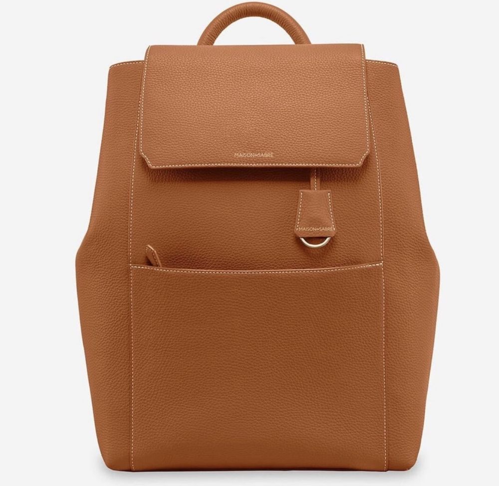 Maison Sabre Large Soft Leather Backpack Pecan
