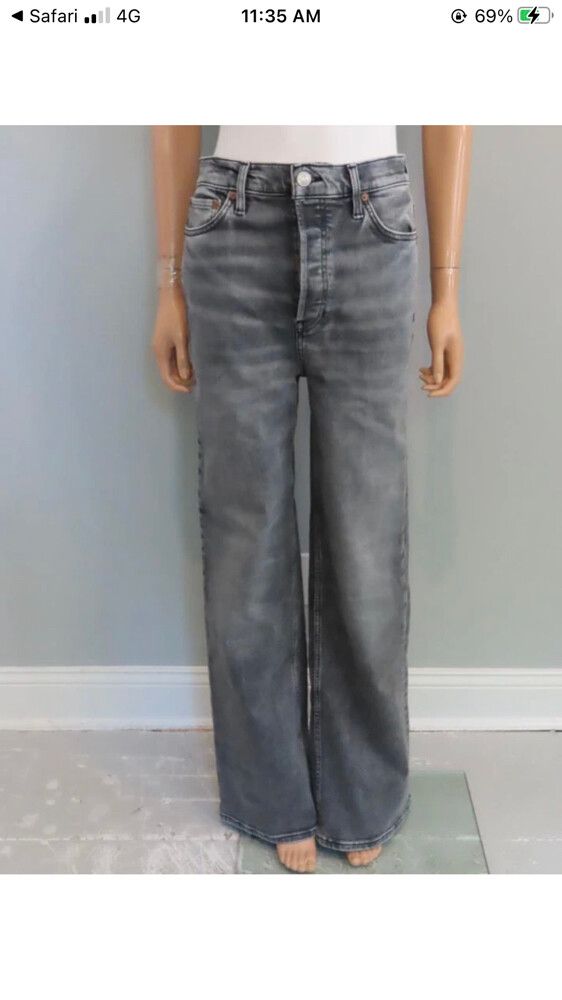 Re/Done Jeans Ultra High Rise Wide Leg Grey / Silver Fade 27