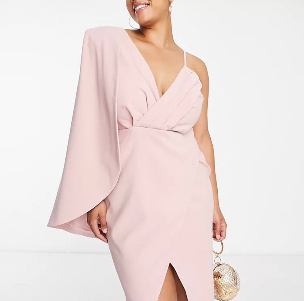 LAVISH ALICE (nz20) Cape Pleated Midi Dress in Pink