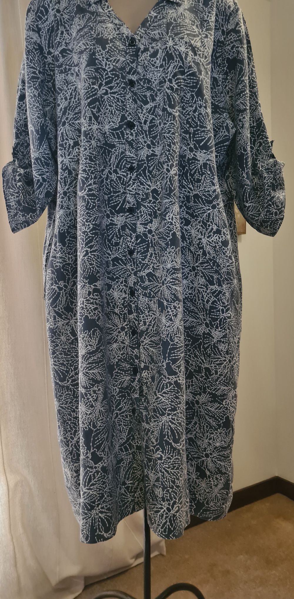 Pure Linen Blue & White Dress