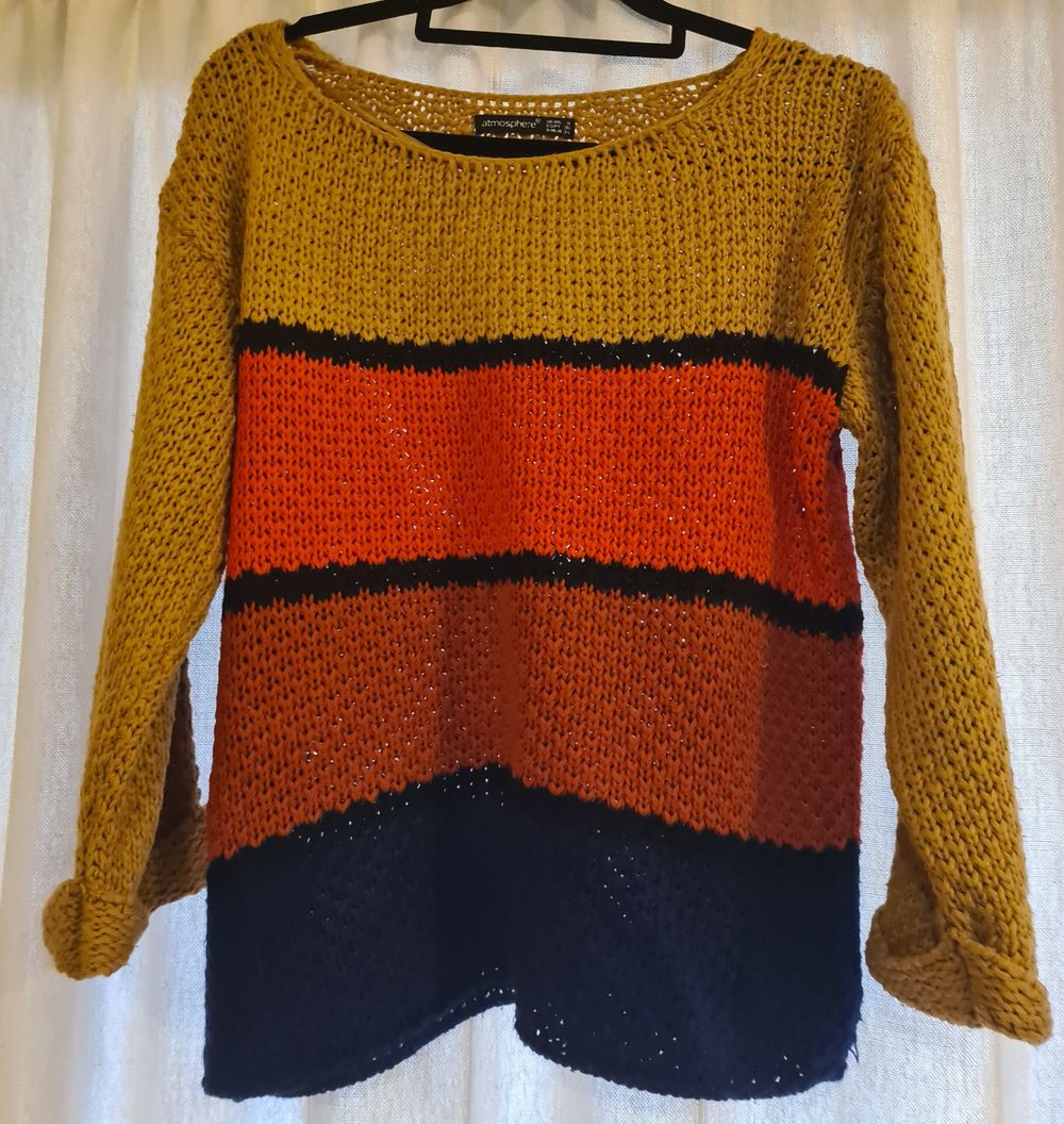Atmosphere Mustard Colour Block Knit Jumper