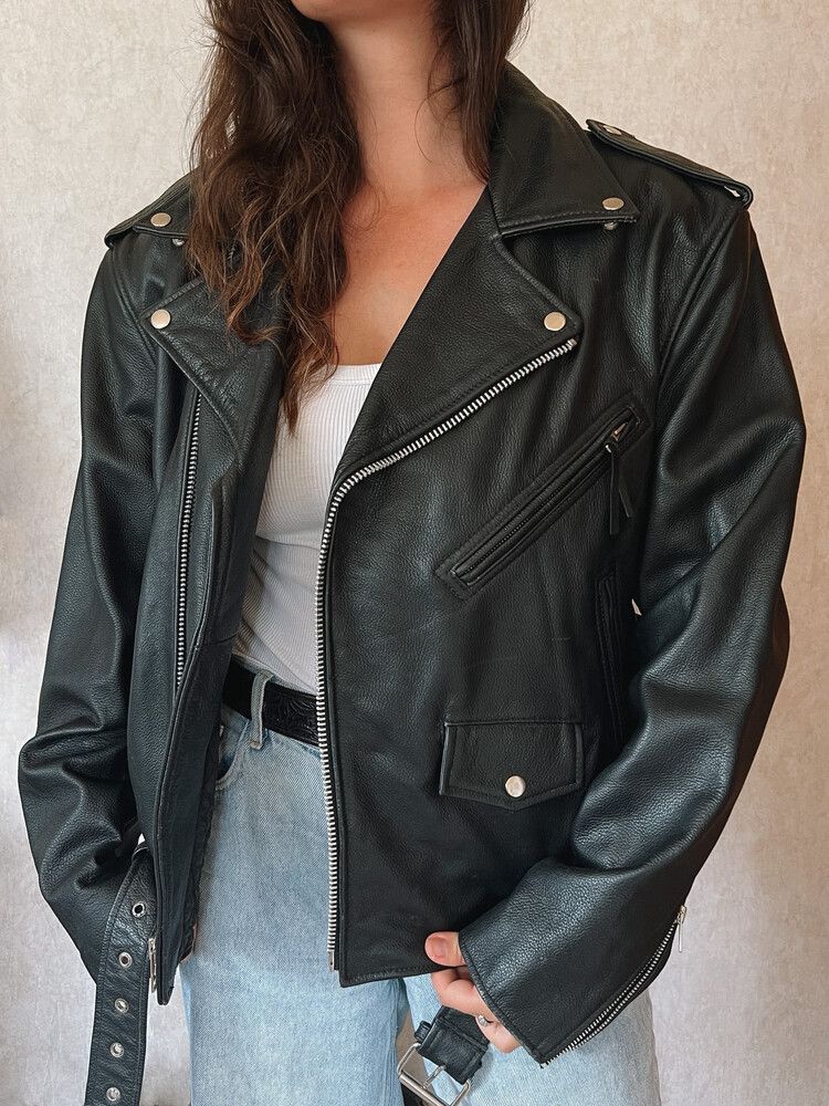 Vintage FMC Biker Black Leather Jacket