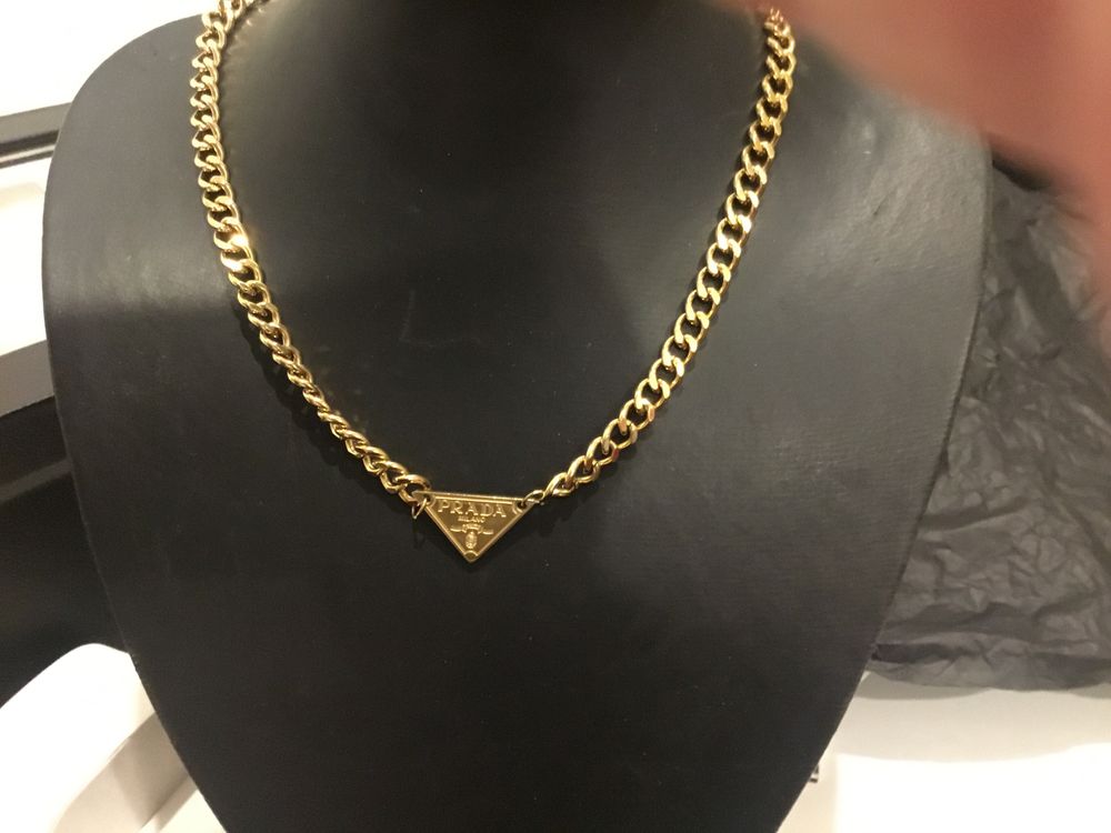 Prada necklace in 18 kt gold plated and waterproof just stunning.