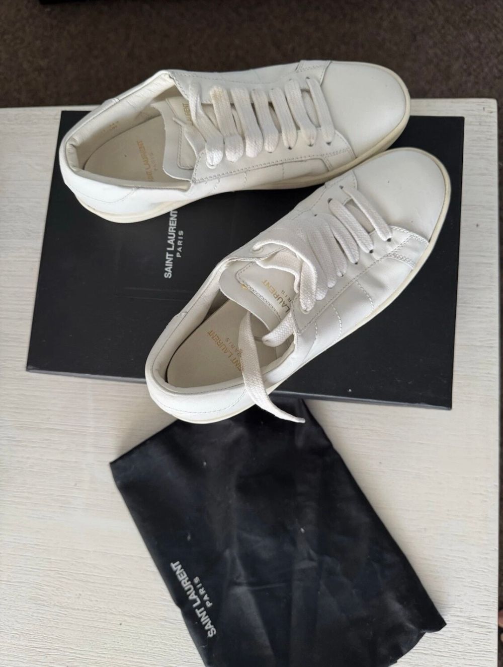 Auth YSL sneakers in white leather with box and dustbag in very good condition. 5.5 us.