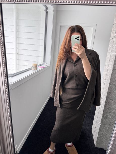 Narciso Rodriguez Brown  Angora Wool Set Dress jacket