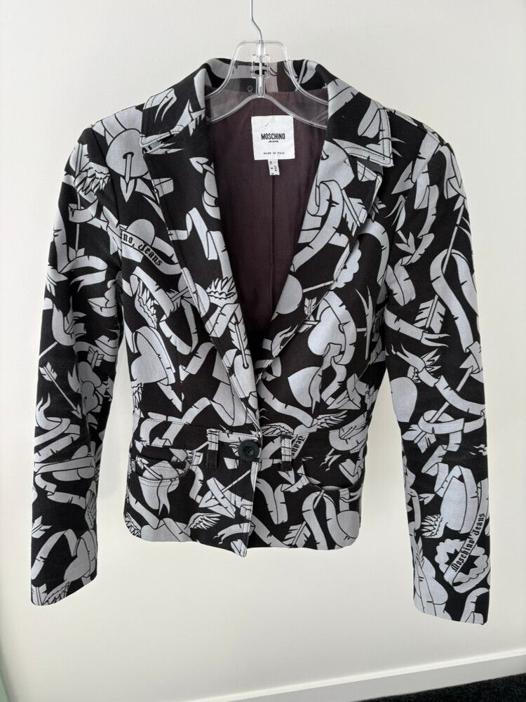 MOSCHINO jeans モスキーノ ジャケット 総柄 Moschino - Moschino Jeans Black Grey Print Jacket on