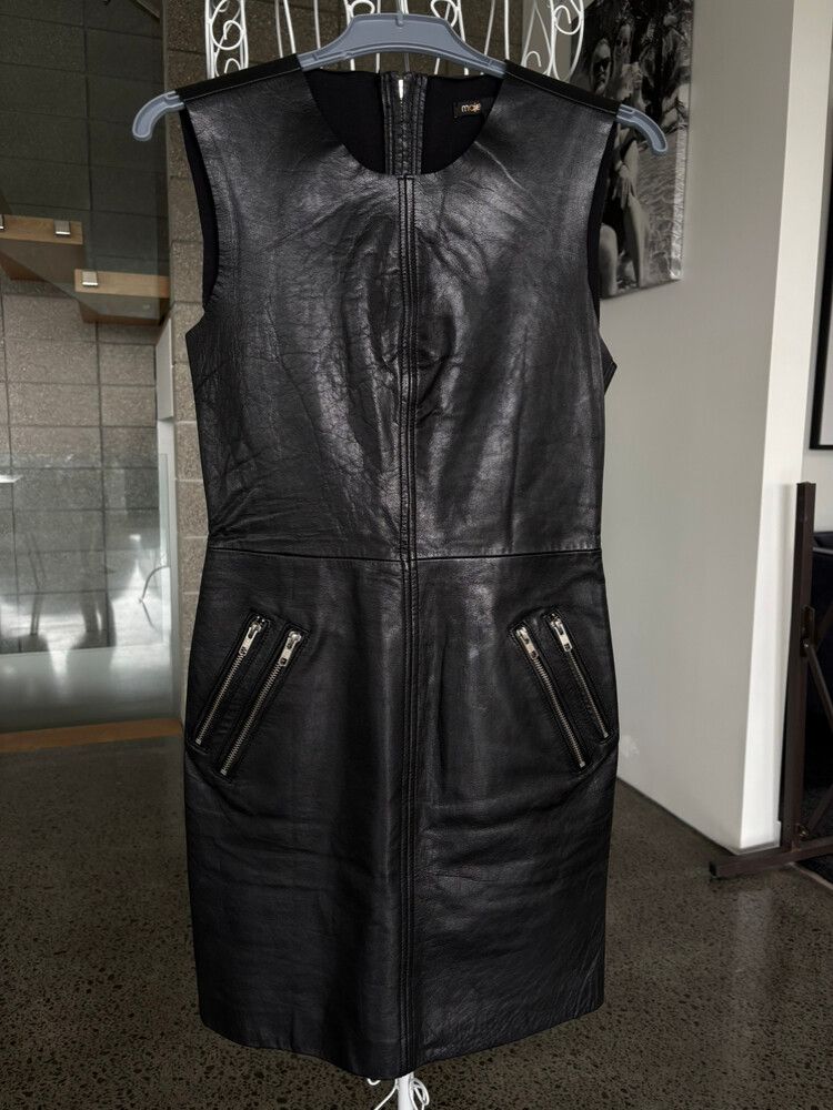 Maje - Maje Black Leather Dress on Designer Wardrobe Maje - Maje Black Leather Dress on Designer Wardrobe