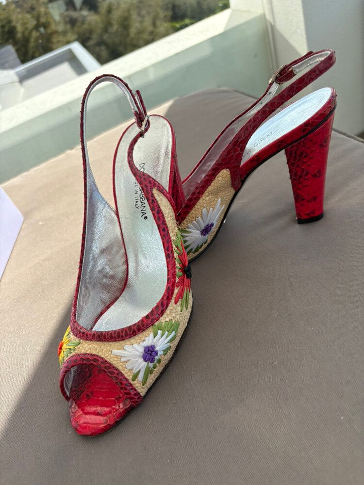 👠 Dolce & Gabbana Red Raffia Heels