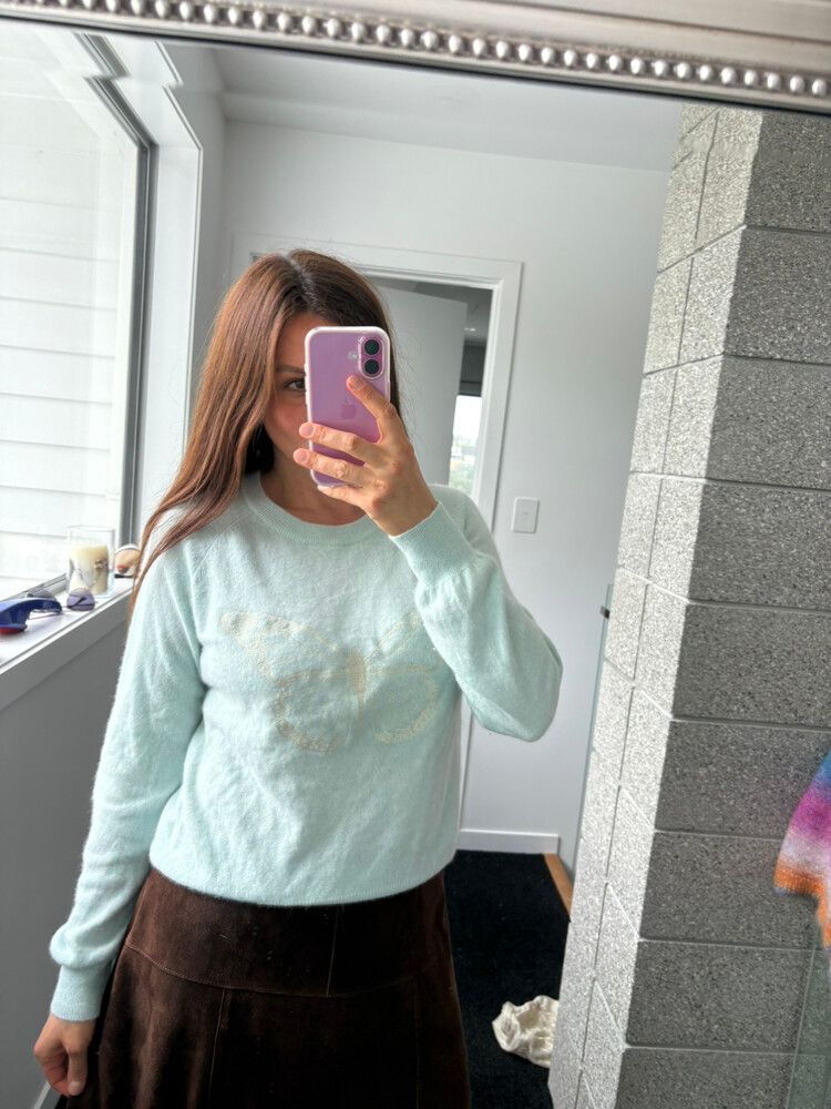 COOP ANGORA Pale Blue Woolly Butterfly KNIT