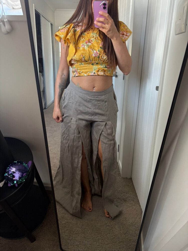 knuefermann linen wide split leg pants