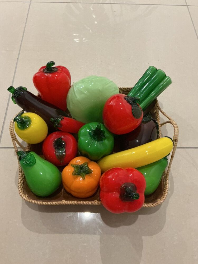 glass veges and fruits
