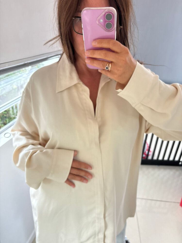 shirt SILK Hugo Boss Cream Long Sleeve Shirt