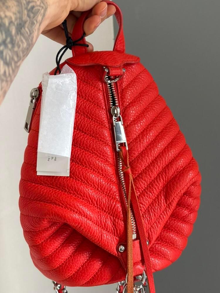 Rebecca Minkoff Red Pebbled Leather Drawstring Backpack Backpack Rebecca Minkoff Dark Red Leather Bucket Backpack main image 4