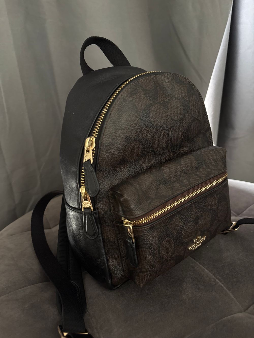 Coach Brown Black Backpack