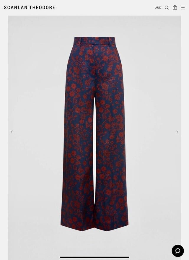 Scanlan Theodore Blue Floral Wide Leg Pants
