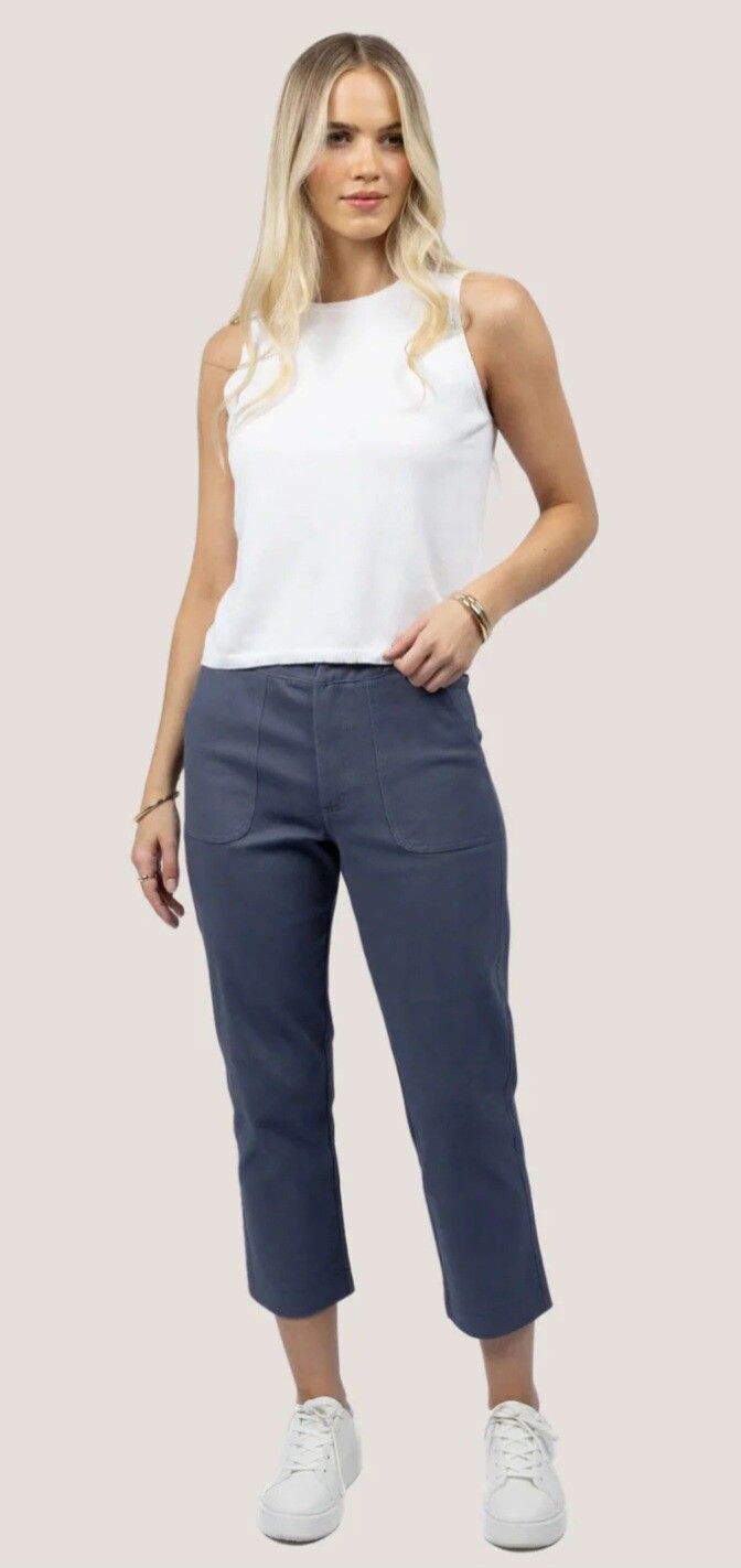 Humidity Steel Blue Cropped Pants